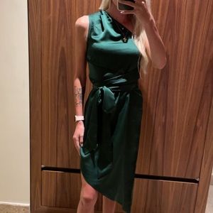 Emerald Green One Shoulder Dress